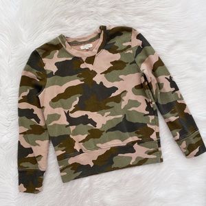 Madewell Miles Green Camo Crew Neck Sweatshirt